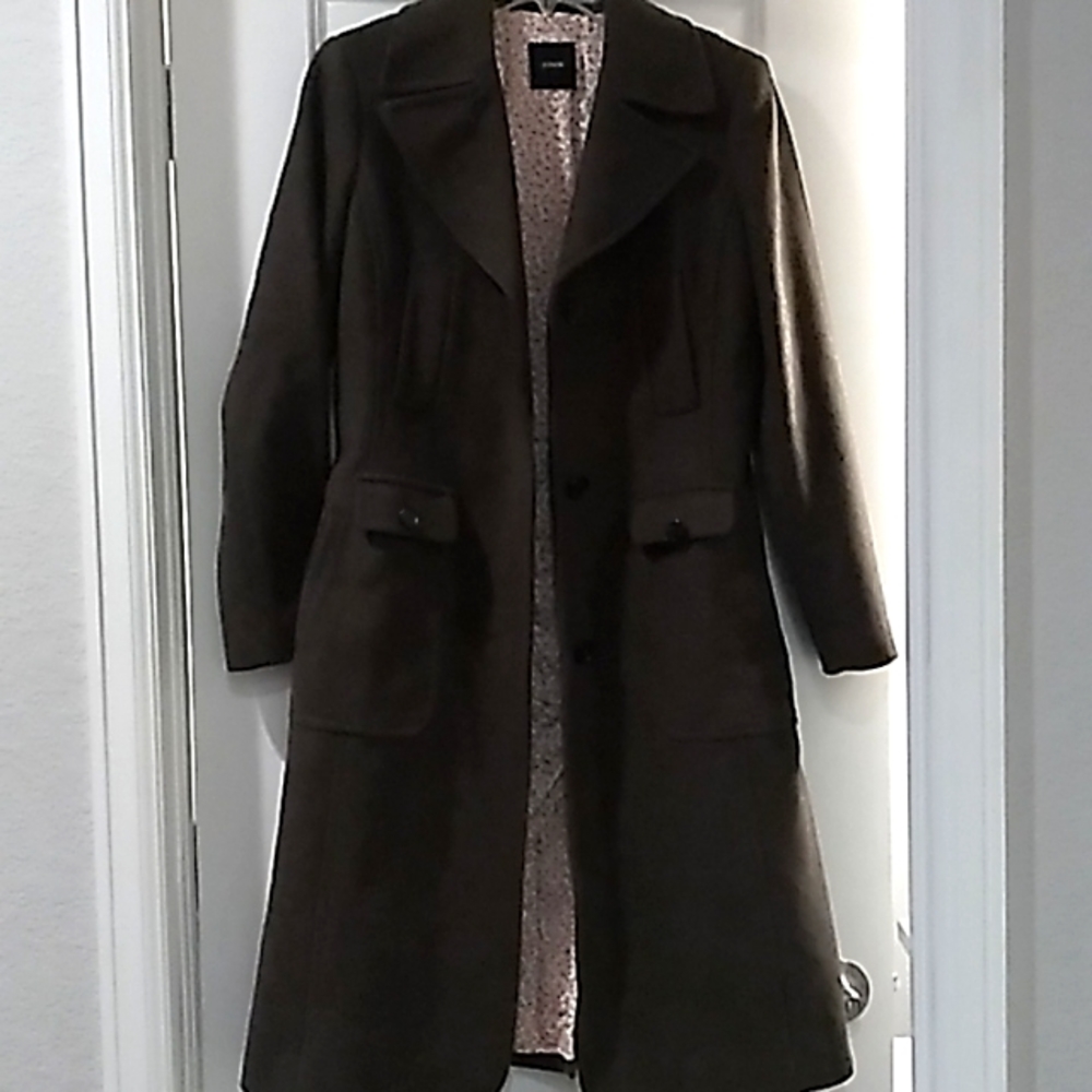 J. Crew dark green wool coat in excellent condition. Size 0-4 or small.